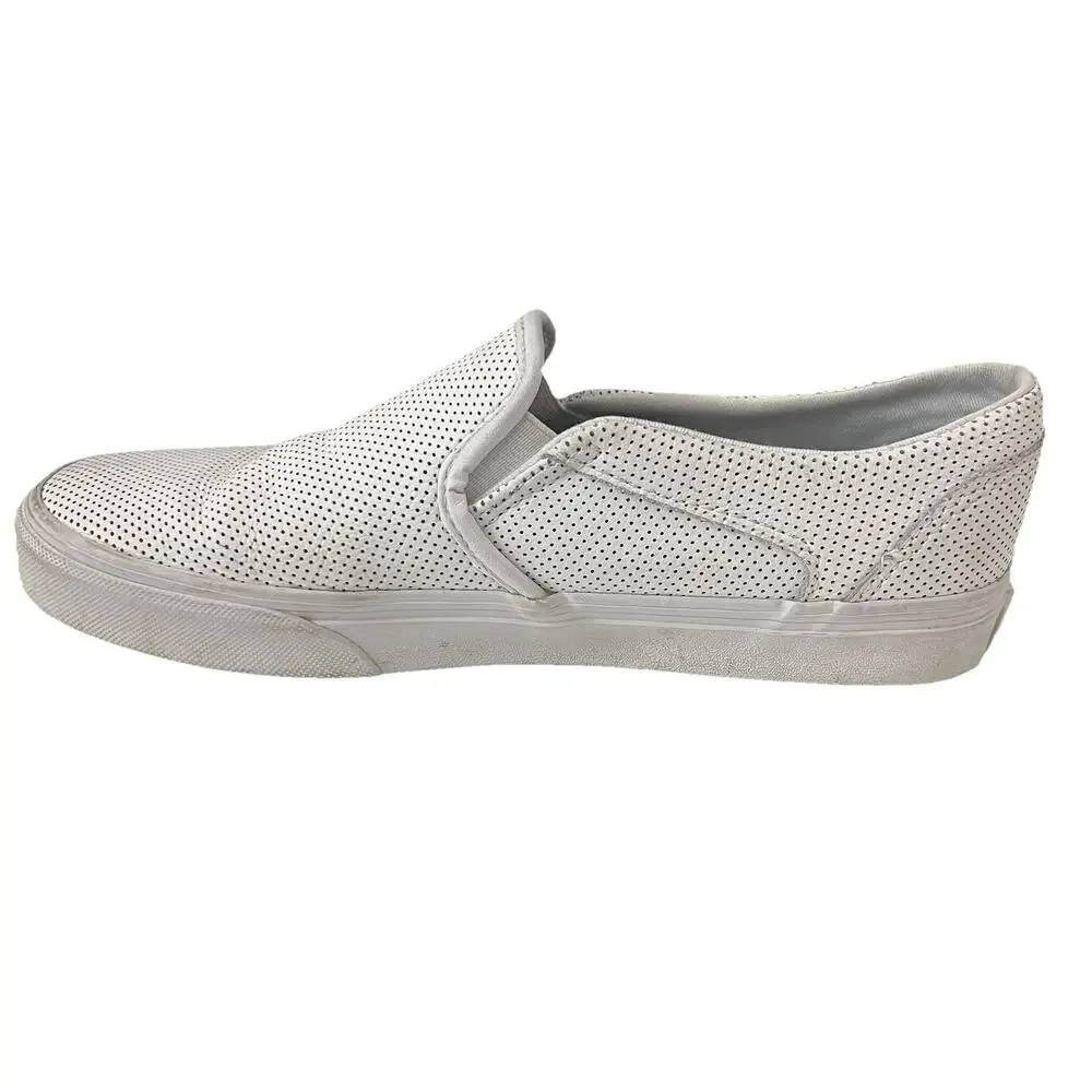 Vans Asher Slip-On Womens Size 9 White Athletic Leather Skate Shoes Sneakers